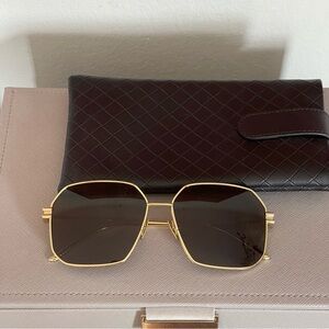 Bottega Veneta Square Gold Sunglasses